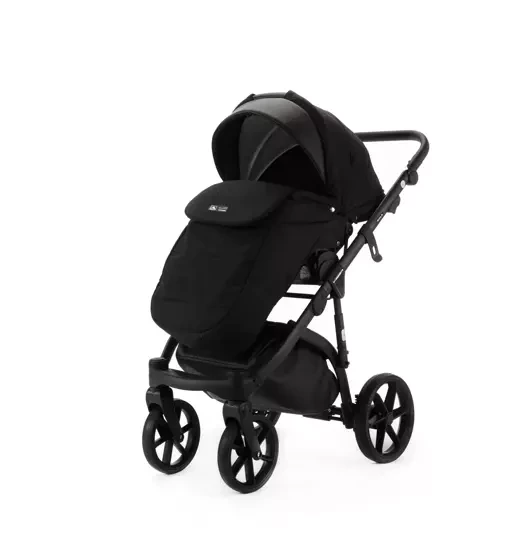 Коляска Adamex NOLA Natura 2 в 1 / CARBON-11 Черная ткань, черная экокожа