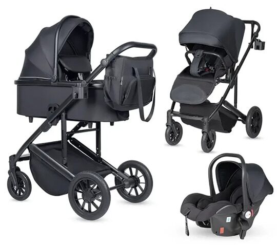 Коляска Farfello Sola Trio Comfort 3 в 1 / total black SOLA-3