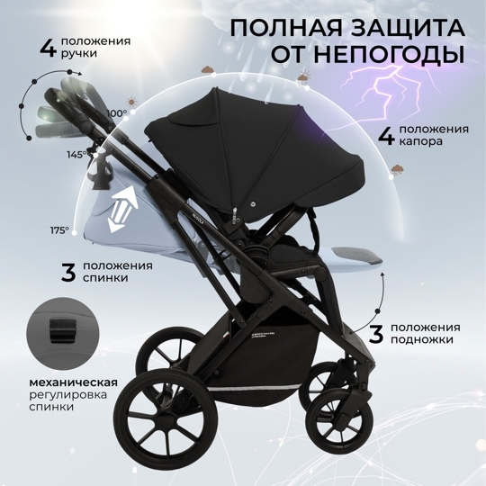 Коляска Sweet Baby Nuvola 2 в 1 / Moon Black