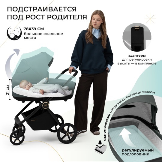 Коляска Sweet Baby Stella Plus Therma 2 в 1 / Dark Grey