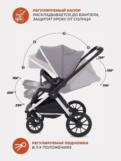 Коляска MowBaby Tilda 2 в 1 / MB064 Grey
