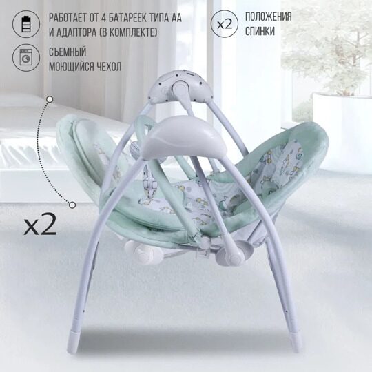 Электрокачели для новорожденных Sweet Baby Mimi Pinguino / Green