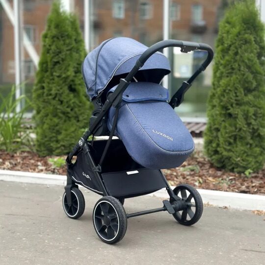 Прогулочная коляска LuxMom 740 реверсивный блок + рюкзак / Синяя