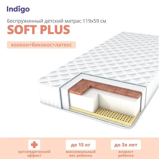 Матрас Indigo Soft Plus микрофибра светлый