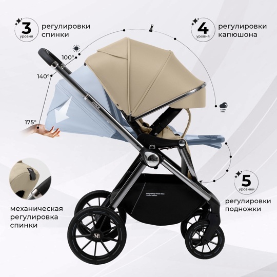 Коляска Sweet Baby Verde 3 в 1 / Silver Beige