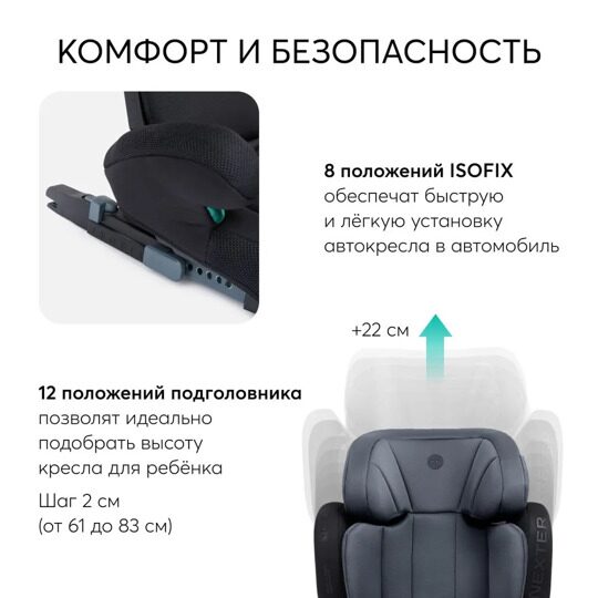 Автокресло Happy Baby NEXTER isofix (15-36 кг) / KD07 синее