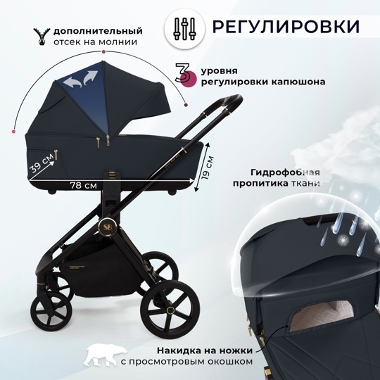 Коляска Sweet Baby Stella Plus Neo 2 в 1 / Dark Grey