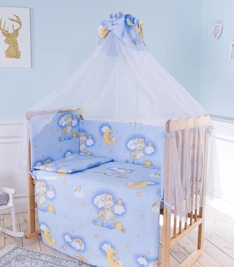 Комплект в кроватку Баю-Бай Нежность голубой К70-Н4 (7 предметов)