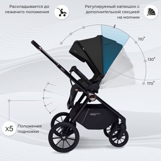 Коляска Sweet Baby Vento 2 в 1 / Black