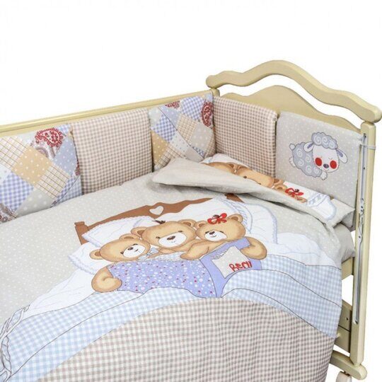 Комплект в кроватку L`Abeille Мишки под одеялом (7 предметов)