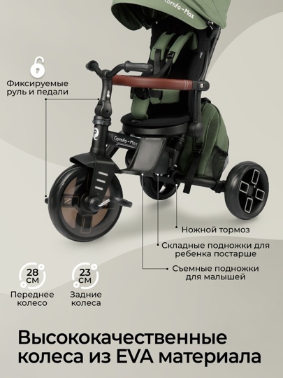 Велосипед трехколесный складной Qplay T70 Comfo Max / Green