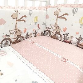 Комплект в кроватку Alis ЖИРАФИК (4 предмета) розовый