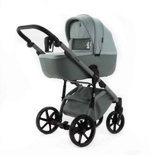 Коляска Adamex NOLA Natura 2 в 1 / MINT-8 Мятная ткань, Мятная экокожа