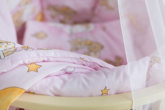 Комплект в круглую / овальную кроватку Баю-Бай Нежность розовый (9 предметов) К91-Н1