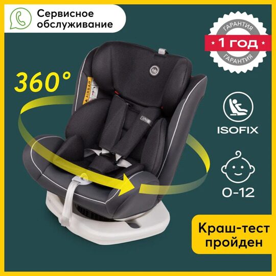 Автокресло Happy Baby UNIX isofix (0-36 кг) / dark grey