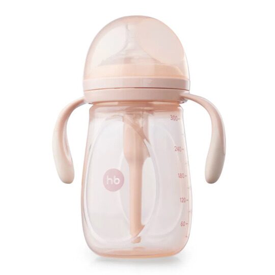 Антиколиковая бутылочка Happy Baby 0+ с ручками 10020 300 мл. / pink