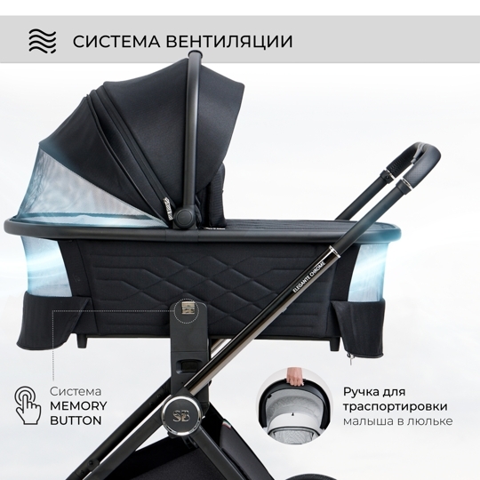 Коляска Sweet Baby Elegante 3 в 1 / Chrome Black