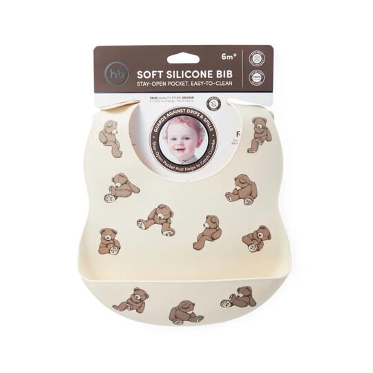Нагрудник для кормления силиконовый Happy Baby 16017 / bears