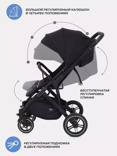 Прогулочная коляска MOWbaby Turbo 2.0 MB021 / 2025 Black