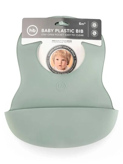 Нагрудник для кормления пластиковый Happy Baby 16000 / dark green