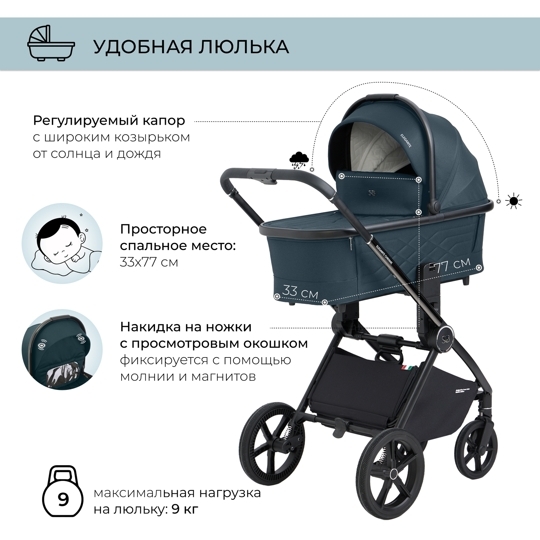 Коляска Sweet Baby Elegante 2 в 1 / Chrome Blue