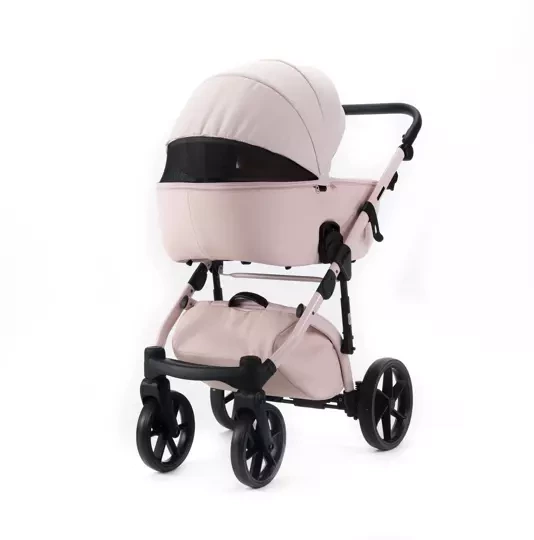 Коляска Adamex NOLA Natura 2 в 1 / ROSE-2 Розовая ткань, розовая экокожа