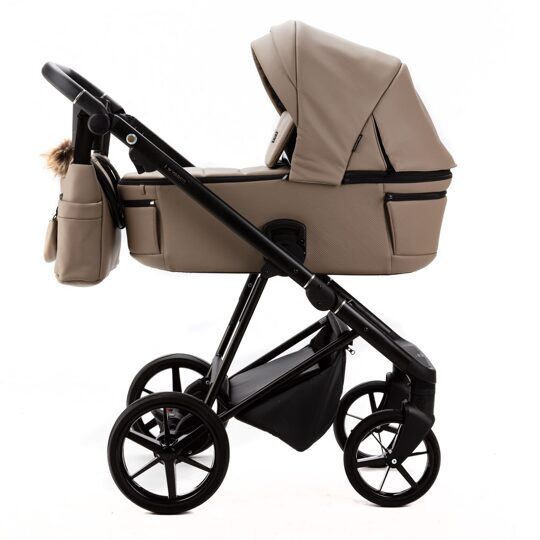 Коляска Adamex Vasco Deluxe 3 в 1 / V-SA9 Темно-бежевая Экокожа