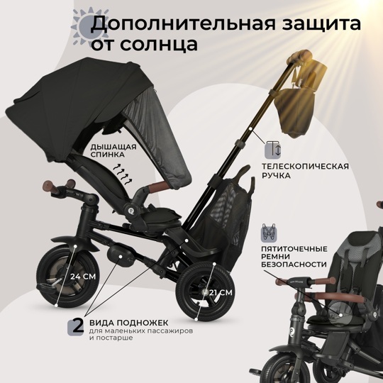Детский трехколесный велосипед Qplay S702 NOVA DELUXE Black (Lux/Black)