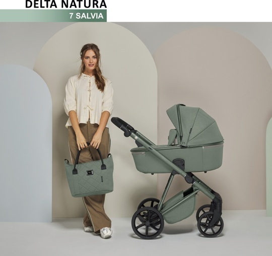 Коляска Adamex DELTA NATURA 3 в 1 / DN-7-SALVIA (Шалфей)
