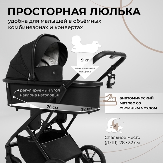 Коляска Sweet Baby Porto 2 в 1 / Black