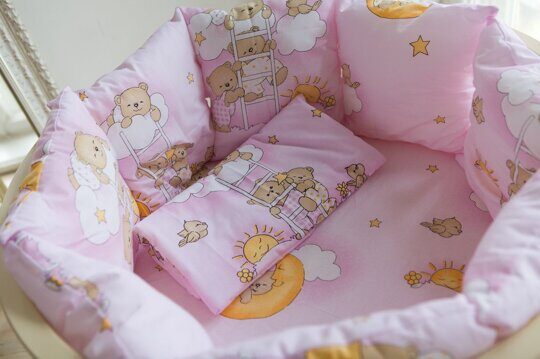 Комплект в круглую / овальную кроватку Баю-Бай Нежность розовый (5 предметов) К51-Н1
