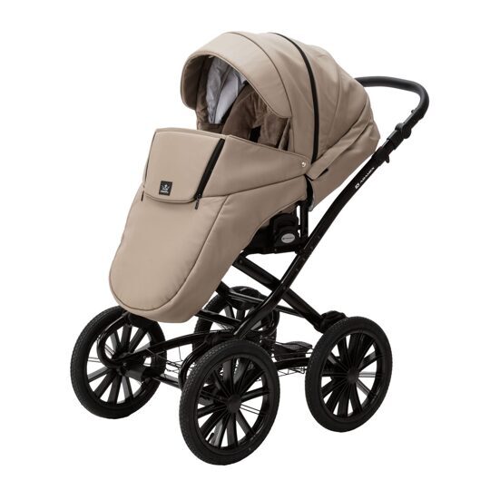Коляска Adamex Chantal Retro Eco (Deluxe) 2 в 1 / CA9 Т. БЕЖЕВАЯ КОЖА