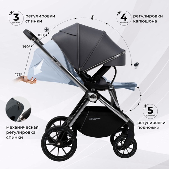 Коляска Sweet Baby Verde 3 в 1 / Silver Dark Grey