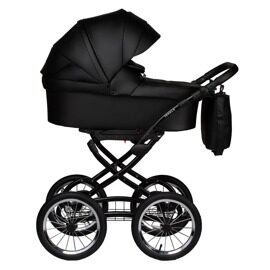Коляска Jovola Tessa Classic Eco Plus 14 2 в 1 / Te 03 (черная кожа)