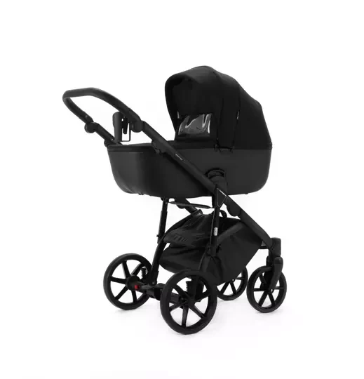 Коляска Adamex NOLA Natura 2 в 1 / CARBON-11 Черная ткань, черная экокожа