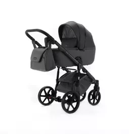 Коляска Adamex NOLA Natura 3 в 1 / STONE-10 Темно-серая ткань, Темно-серая экокожа