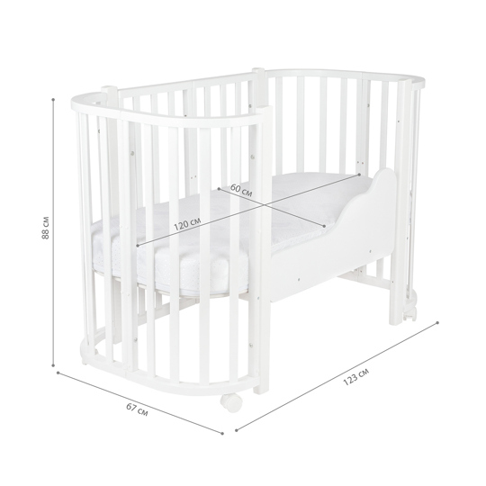 Детская кроватка Indigo Baby Lux 3 в 1 / белый - белые стойки