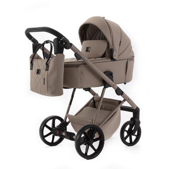 Коляска Adamex DELTA NATURA 3 в 1 / DN-5-CAMEL (Темно-бежевая ткань-темно-бежевая рама)
