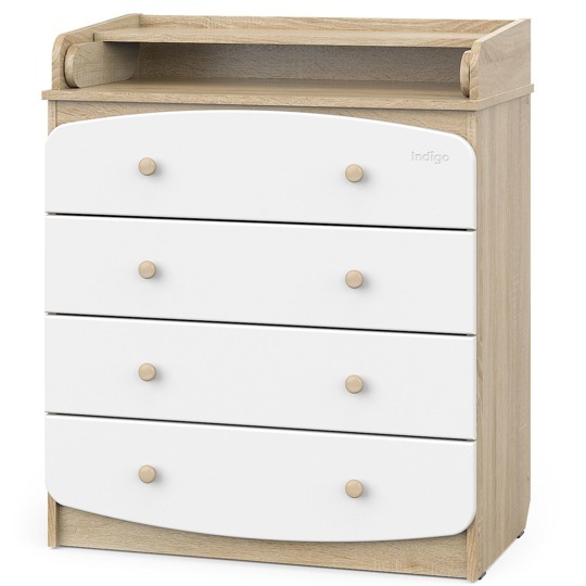 Пеленальный комод Indigo Classic 800/4 МДФ, ЛДСП / дуб сонома-белый