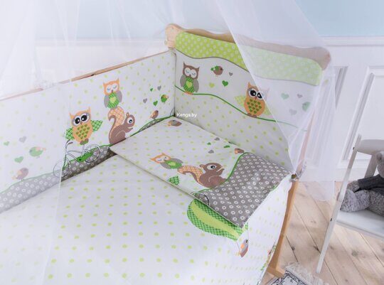 Комплект в кроватку Баю-Бай Раздолье зеленый К70-Р3 (7 предметов)