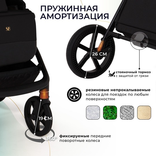 Коляска Sweet Baby Stella Plus Therma 2 в 1 / Black