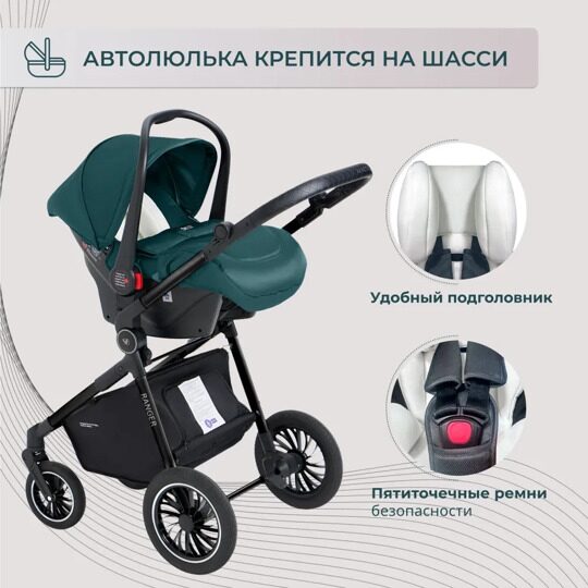 Универсальная коляска-трансформер Sweet Baby Ranger 3 в 1 / Green Glossy