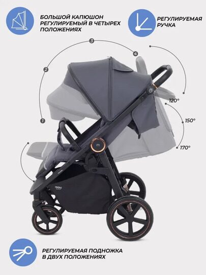 Прогулочная коляска MOWBaby Trail MB090 / 2025 Graphite