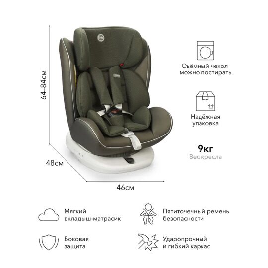 Автокресло Happy Baby UNIX isofix (0-36 кг) / dark green