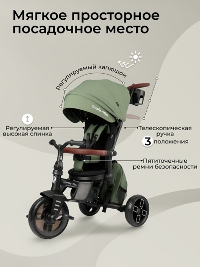 Велосипед трехколесный складной Qplay T70 Comfo Max / Green
