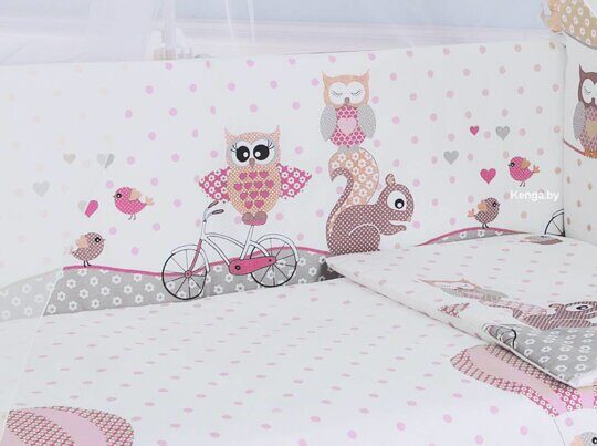 Комплект в кроватку Баю-Бай Раздолье розовый К60-Р1 (6 предметов)