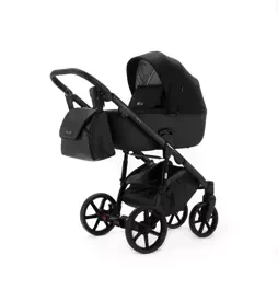 Коляска Adamex NOLA Natura 3 в 1 / CARBON-11 Черная ткань, черная экокожа