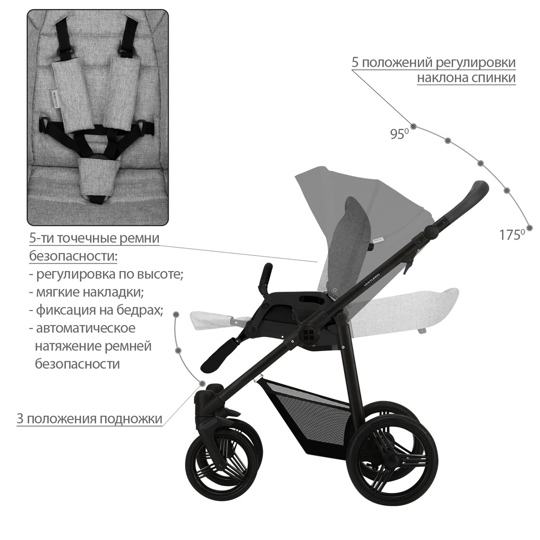 Коляска Bebetto VERTURRO 2 в 1 / 04 (св.серый)