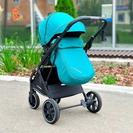 Прогулочная коляска LuxMom 740 реверсивный блок + рюкзак / Изумрудная