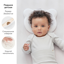 Ортопедическая подушка для новорожденных Happy Baby / 87516 white